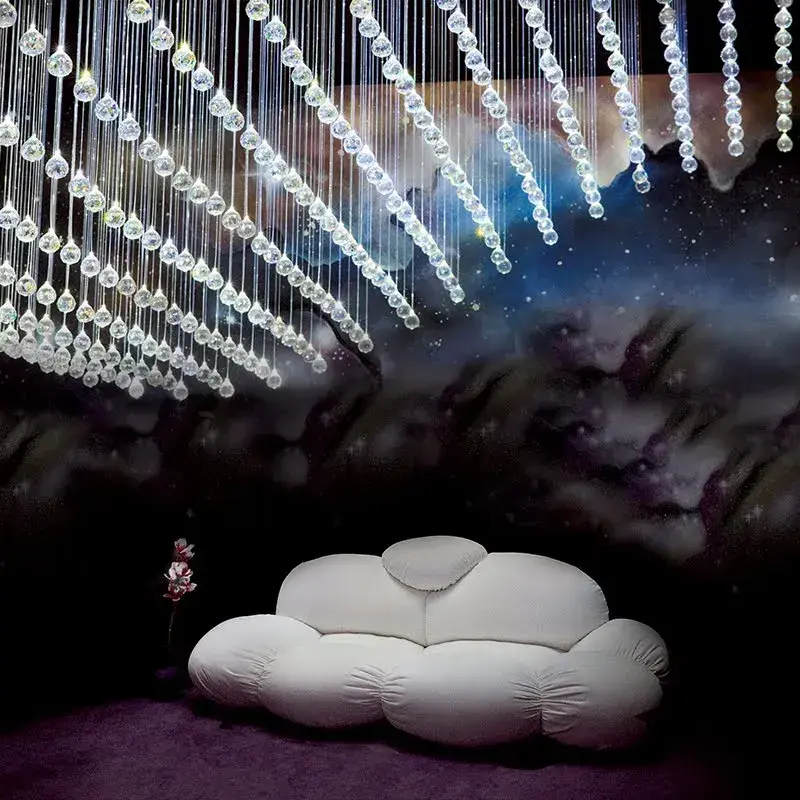 RHEA modern crystall chandelier by FOSALI with fibre optics showroom sofa