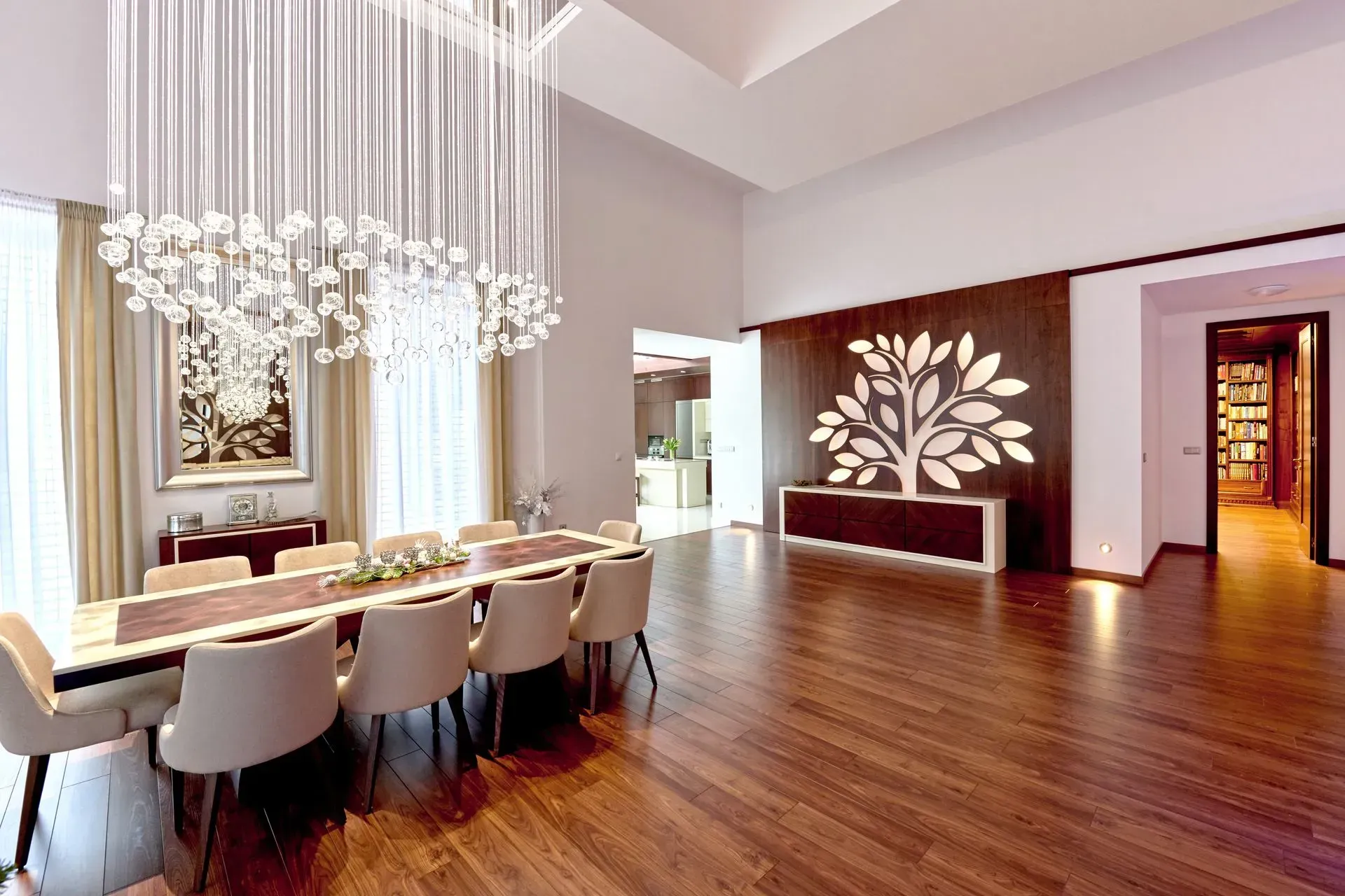 Dinning room modern fibre optic chandelier AQUILA