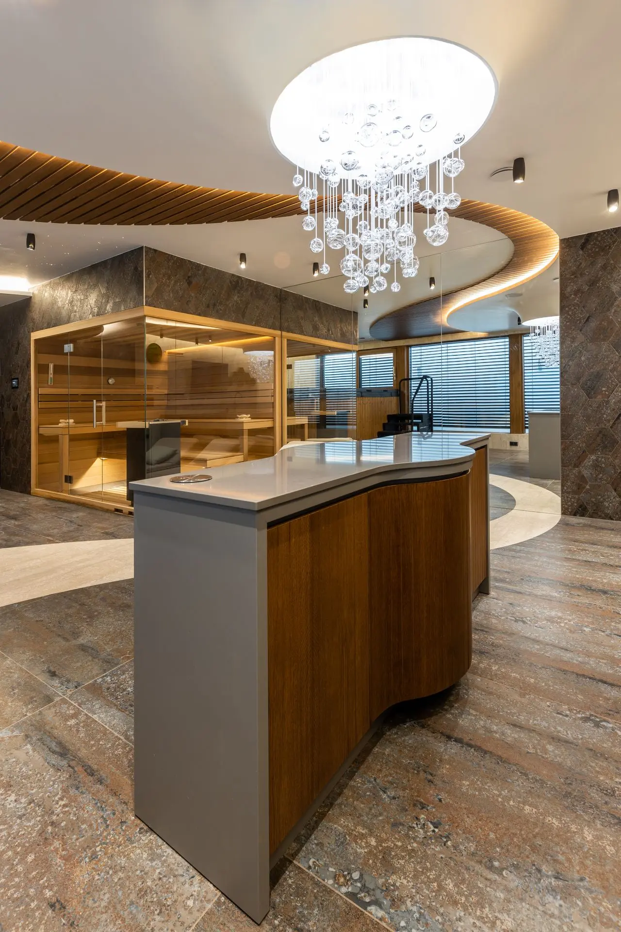 Wellness bar fibre optic modern chandelier