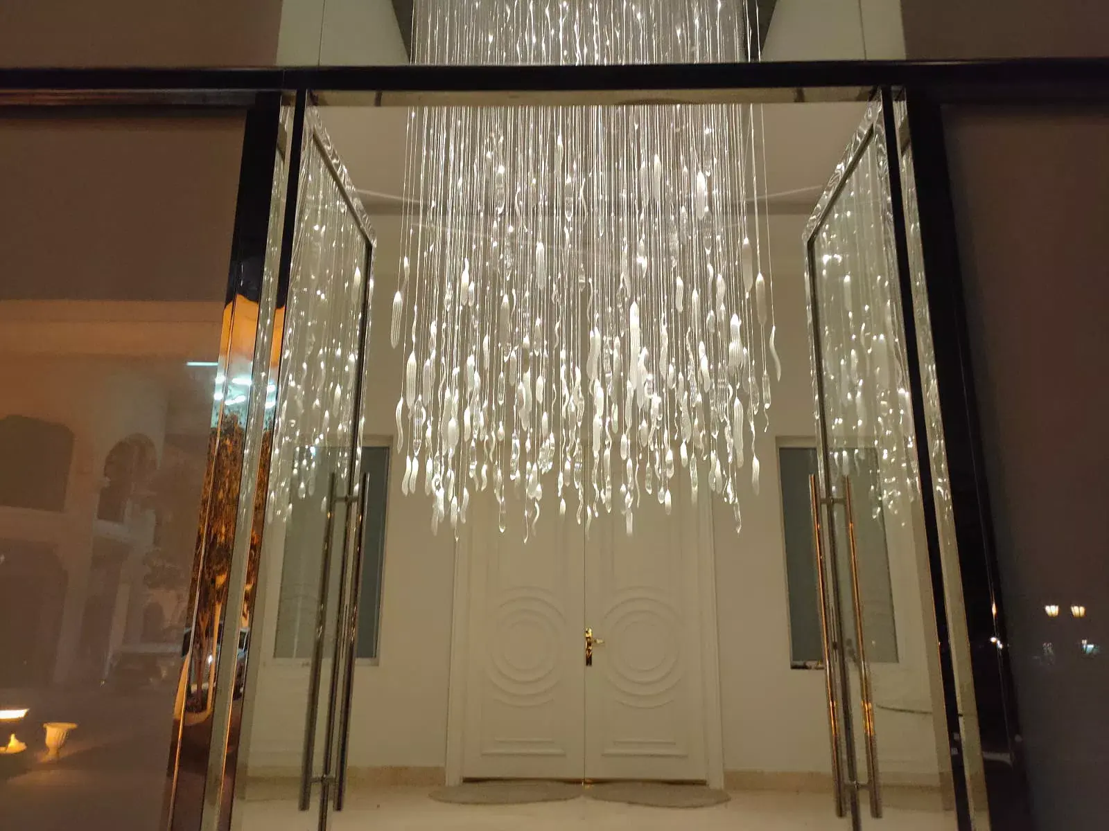 Hand blown glass fibre optic chandelier in DOHA